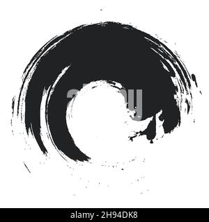 Black Grunge Background. Circle Brush Stroke . Stock Vector