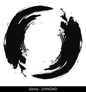 Black Grunge Background. Circle Brush Stroke . Stock Vector