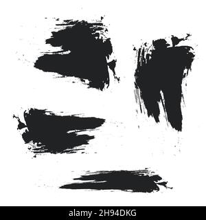 Set of black brush strokes. llustration Stock Vector
