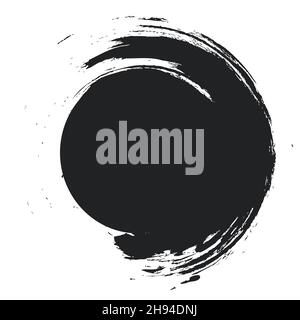 Black Grunge Background. Circle Brush Stroke . Stock Vector