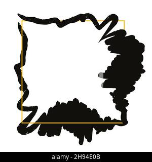Abstract background. Ink brush strokes with frame. Stock Vector