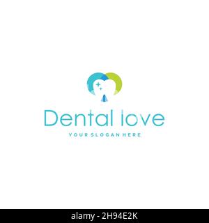 minimalist Dental Love dentist sparkle logo design Stock Vector