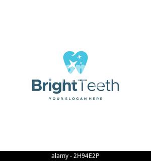 minimalist BrightTeeth dentist sparkle logo design Stock Vector