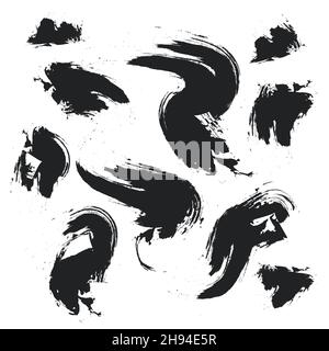 Set of vector black brush strokes. llustration Stock Vector
