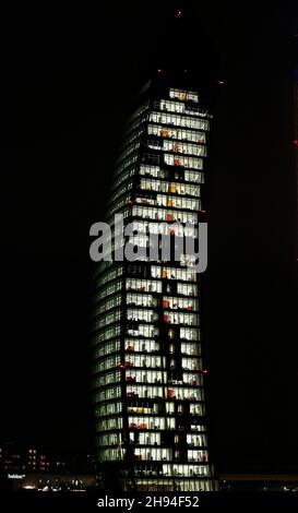 The tower skyscraper built in 2020 in Milan CityLife district area, called the Libeskind Tower (PwC headquarters) seen from the MiCo Convention centre Stock Photo