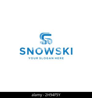 flat letter mark initial S SNOWSKI Logo design Stock Vector