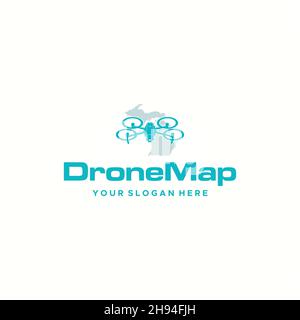 minimalist DroneMap fly propeller Logo design Stock Vector