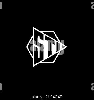 ST Monogram logo letter with triangle play button shape hexagonal rounded. Triangle circle monogram logo, triangle shield logo letter. Stock Vector