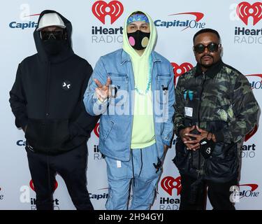 Inglewood, USA. 03rd Dec, 2021. INGLEWOOD, LOS ANGELES, CALIFORNIA, USA - DECEMBER 03: will.i.am, Taboo and apl.de.ap of Black Eyed Peas arrive at iHeartRadio 102.7 KIIS FM's Jingle Ball 2021 Presented By Capital One held at The Forum on December 3, 2021 in Inglewood, Los Angeles, California, USA. (Photo by Xavier Collin/Image Press Agency) Credit: Image Press Agency/Alamy Live News Stock Photo