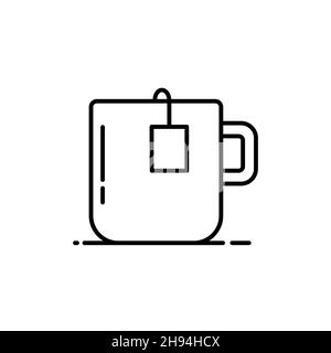 Outline vector tea cup icon isolated on white background. esp Stock Vector