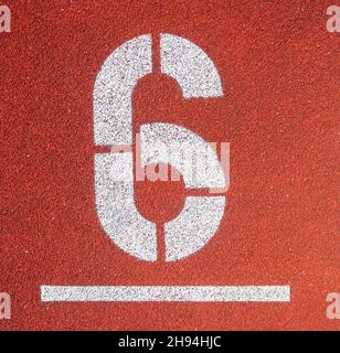 red lines whith numbers in a cross-country stadium Stock Photo