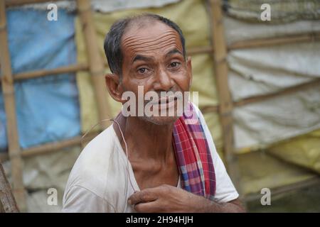 indian farmer man in thinking Stock Photo