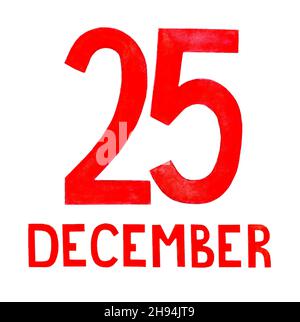 December 25 Note Holiday written on a memo isolated on white background Stock Photo - Alamy