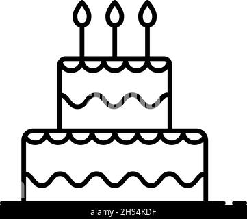 Outline vector cake icon isolated on white background. esp Stock Vector