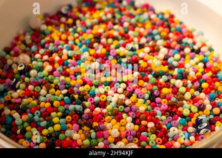 colorful beads, seed beads for handmade Stock Photo