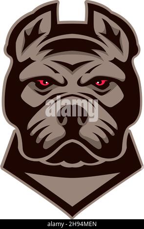 Pitbull head. Design element for logo, label, sign, emblem. Vector illustration Stock Vector