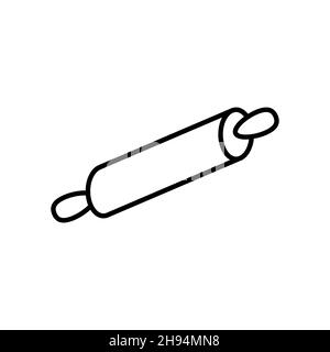Outline, simple vector dough rolling pin icon isolated on white background. eps 10 Stock Vector