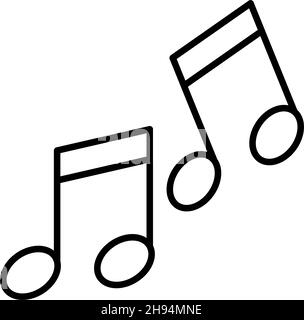 Outline vector music notes icon isolated on white background. esp Stock Vector