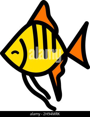Simple color fish icon. Scalar striped fish. Vector flat illustration isolated on white background. Stock Vector
