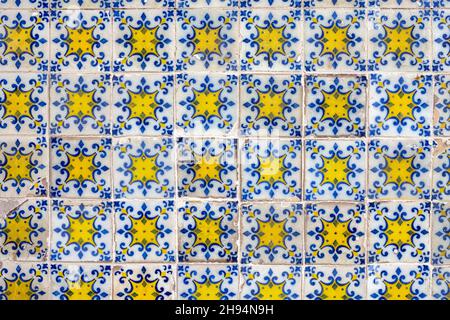 Background from a wall made of typical portuguese tiles Stock Photo