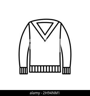 Outline, simple vector sweater icon isolated on white background. esp Stock Vector