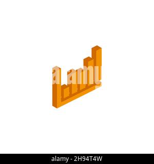 Vector isometric graph icon on white background. EPS Stock Vector