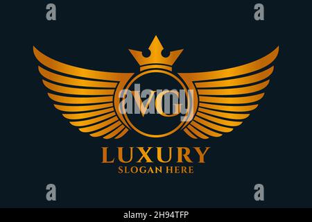 Luxury royal wing Letter VG crest Gold color Logo vector, Victory logo, crest logo, wing logo, vector logo . Stock Vector