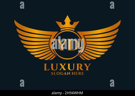 Luxury royal wing Letter YD crest Gold color Logo vector, Victory logo, crest logo, wing logo, vector logo . Stock Vector