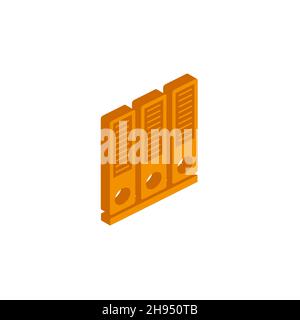 Document Storage Shelves with set of colored ring binders on white background. Office folders. Vector illustration in flat style eps Stock Vector