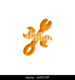 Vector icon wrench isometric. 3d sign isolated on white background. eps Stock Vector
