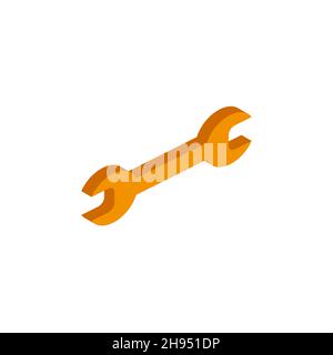 Vector icon wrench isometric. 3d sign isolated on white background. eps Stock Vector