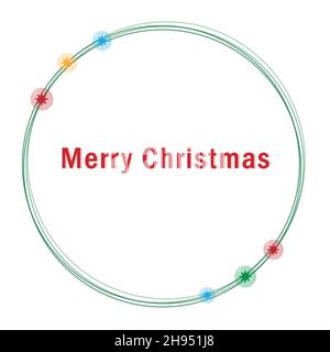 Merry Christmas circle simple frame with balls Stock Vector
