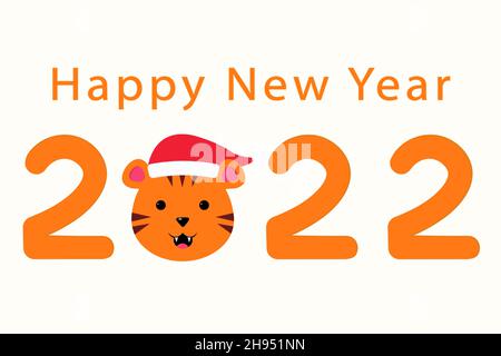 2022 Happy New Year with a cartoon tiger Stock Vector
