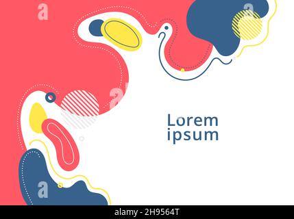 Abstract background liquid organic forms dynamic waves and circles, lines on white background. Vector illustration Stock Vector