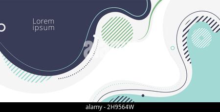 Abstract background liquid organic forms dynamic waves and circles, lines on white background. Vector illustration Stock Vector