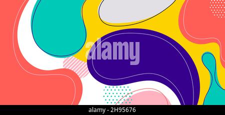 Abstract trendy organic shape composition amorphous forms and lines with circles geometric elements on white background. Vector illustration Stock Vector