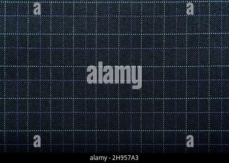 Fabric blue.Checkered fabric. Checkered pattern on fabric of different colors. Material for clothing Stock Photo