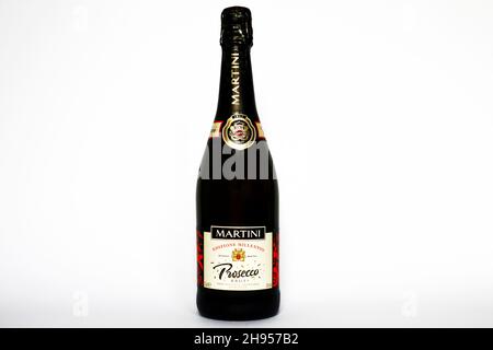 Prosecco MARTINI Italian Brut Sparkling Wine Spumante. Made in Italy by Martini-Rossi S.p.A. Stock Photo