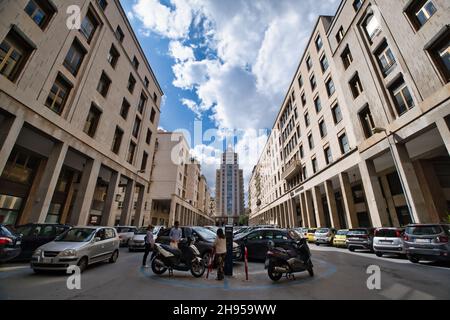 Scenic view of a skycraper from Piazzale Ungheria a parking area in the center of Palermo Stock Photo