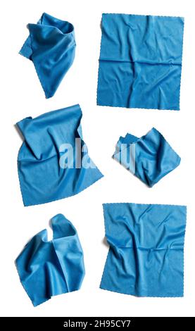 collection of microfiber cloth, soft, attract dust and absorb oil, isolated on white background Stock Photo