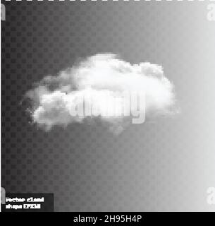 Realistic white fluffy cloud isolated on transparent background. Cloud ...