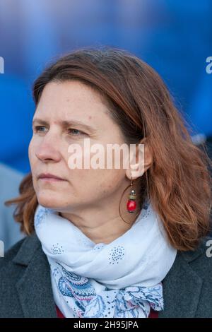 Marseille, France. 13th Oct, 2021. The minister delegated to sports and youth, Roxana Maracineanu is seen during the ceremony.The national convention of the French firefighters is held in Marseille. Roxana Maracineanu, minister delegated to sports and youth attends the inauguration. The objective is both to pay tribute to the firefighters who died in the exercise of their function and to present the know-how in all the fields of the different bodies of the French Civil Security. (Photo by Laurent Coust/SOPA Images/Sipa USA) Credit: Sipa USA/Alamy Live News Stock Photo