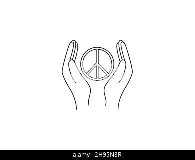 Vector illustration. Flat design. Gesture hand peace icon Stock Vector