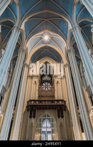 Laeken Laken, Brussels Capital Region / Belgium - 09 13 2019: Neo-gothic interior design of the roman catholic church of Our Lady of Laeken Stock Photo