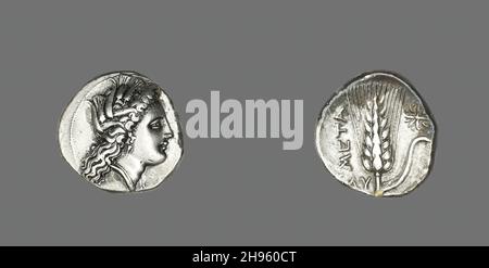 Stater (Coin) Depicting the Goddess Kore, 330-300 BCE. Stock Photo