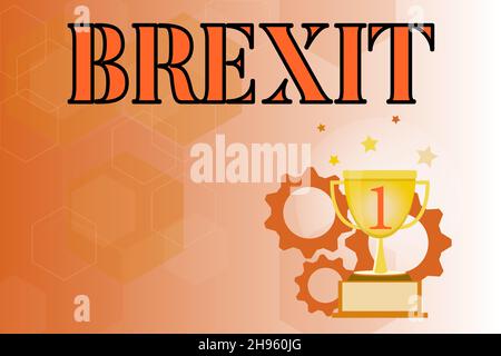 Text showing inspiration Brexit. Business concept term potential departure of United Kingdom from European Union Modern Script Writing Techniques Stock Photo