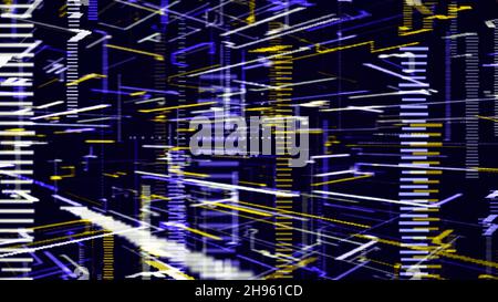 Abstract technological animation with constantly building chart appearing on the dark background. Global economic data statistics. Stock Photo