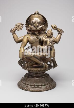 Lion-Headed Incarnation of God Vishnu (Narasimha), c. 15th century. Stock Photo