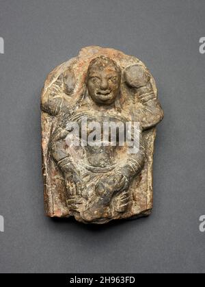 Goddess Durga Slaying the Buffalo Demon (Mahishasuramardini), Kushan period, 2nd century. Stock Photo