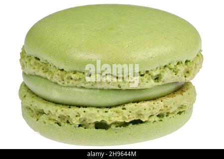 macaron with pistachio flavor isolated on white background Stock Photo